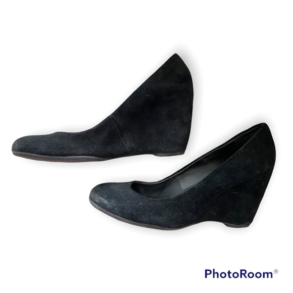 Black heel Swede shoes size 8 JustFab - Picture 1 of 6